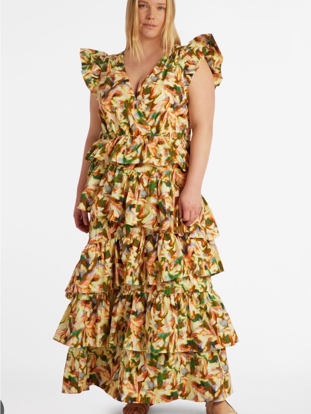 Marie Oliver Marisol Multicolor Floral Tiered Maxi Dress
